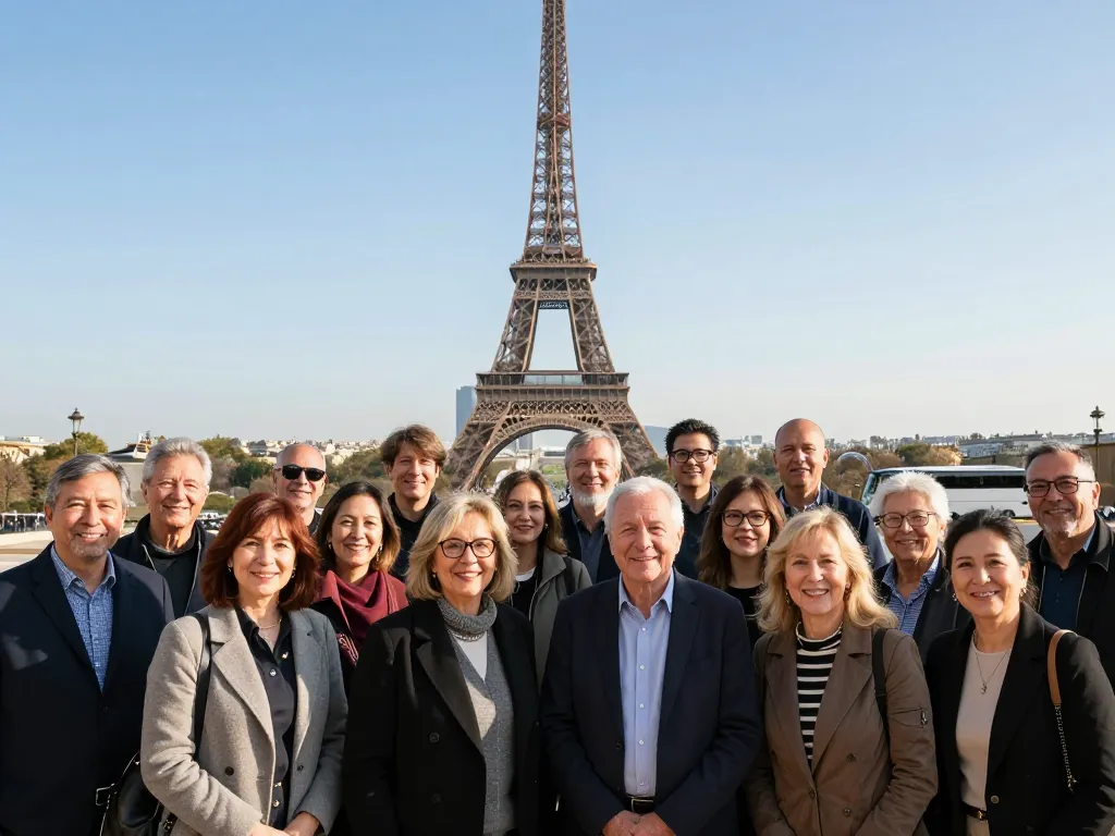 Groupe devant la tour Eiffel