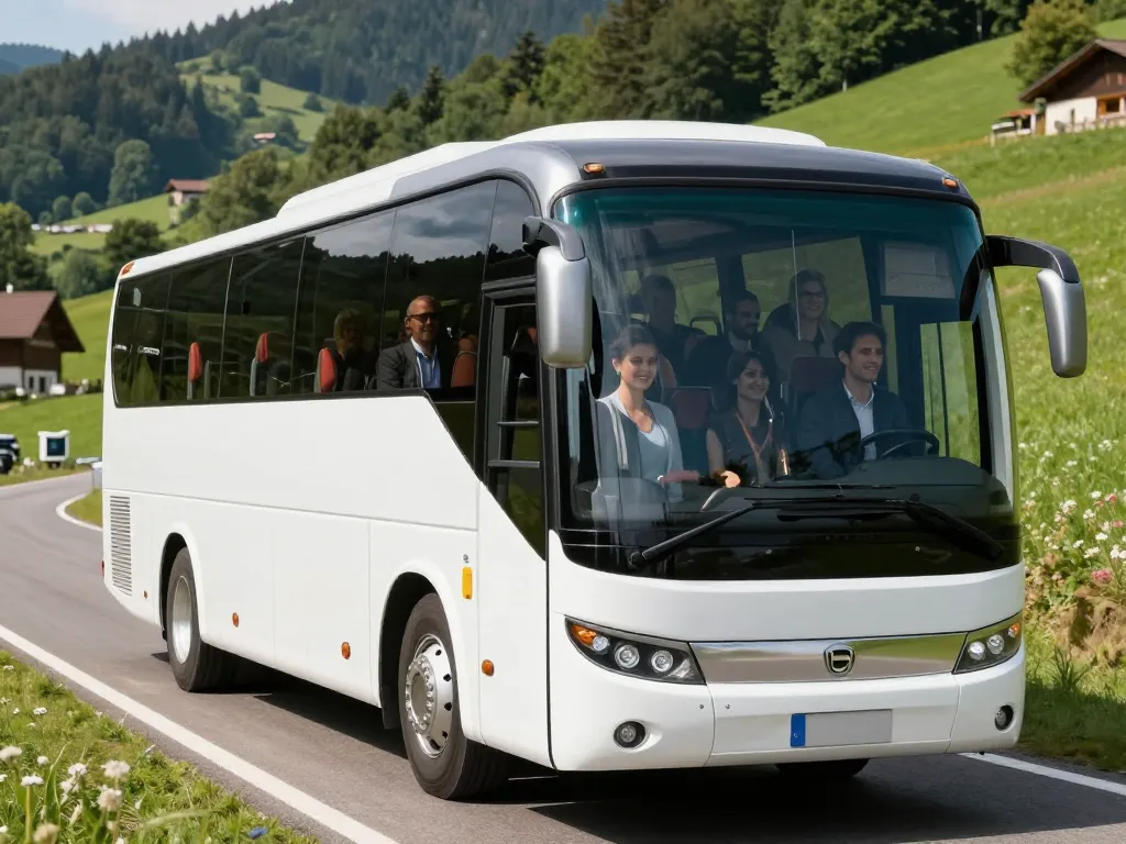 Autocar de tourisme moderne sur la route